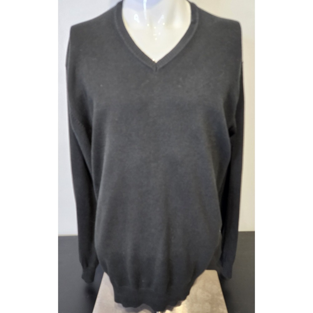 Jos A Bank Sweater Mens Size Large Black Longsleeve‎ V Neck Pima Cotton Pullover